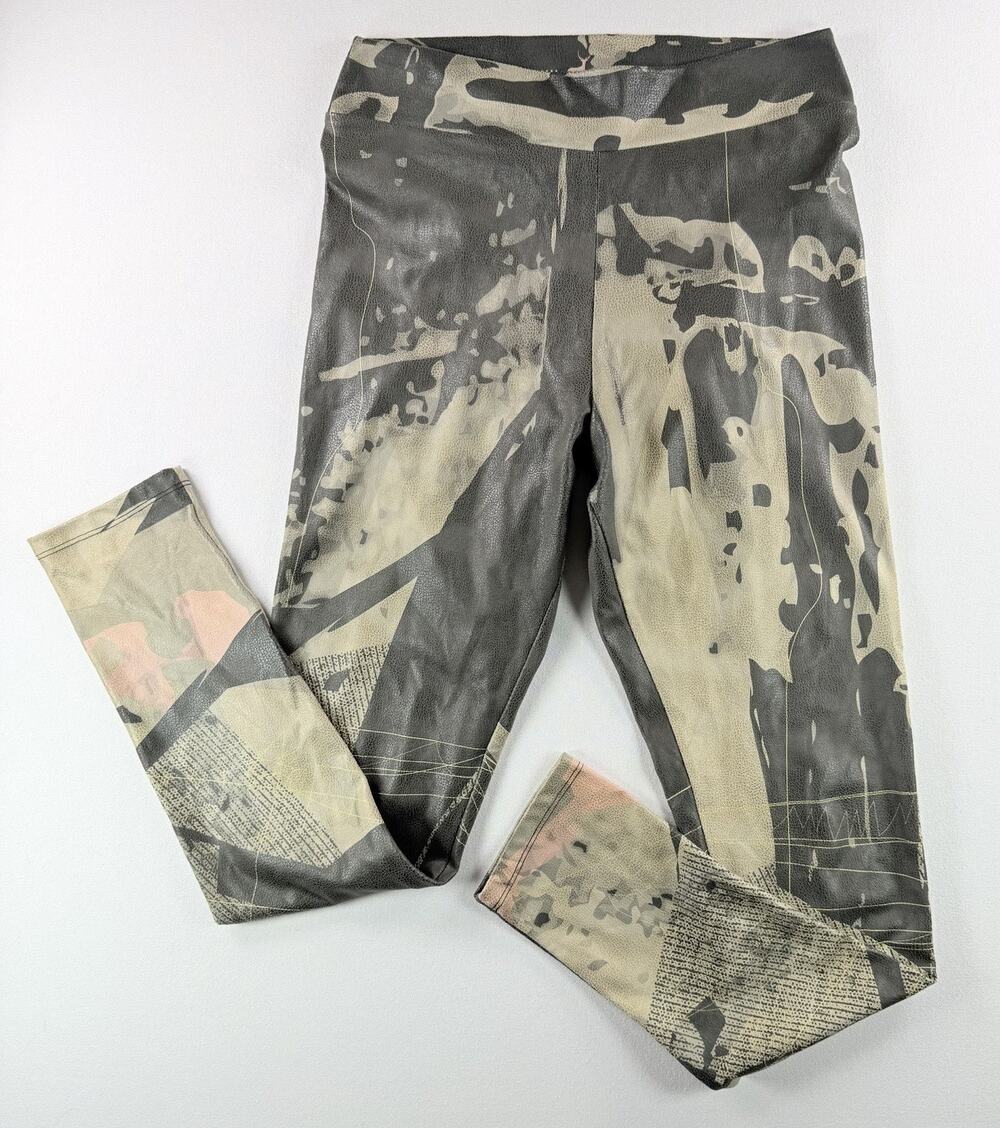 Women’s Abstract Print Faux Leather Leggings By Volt Muse Size 2
